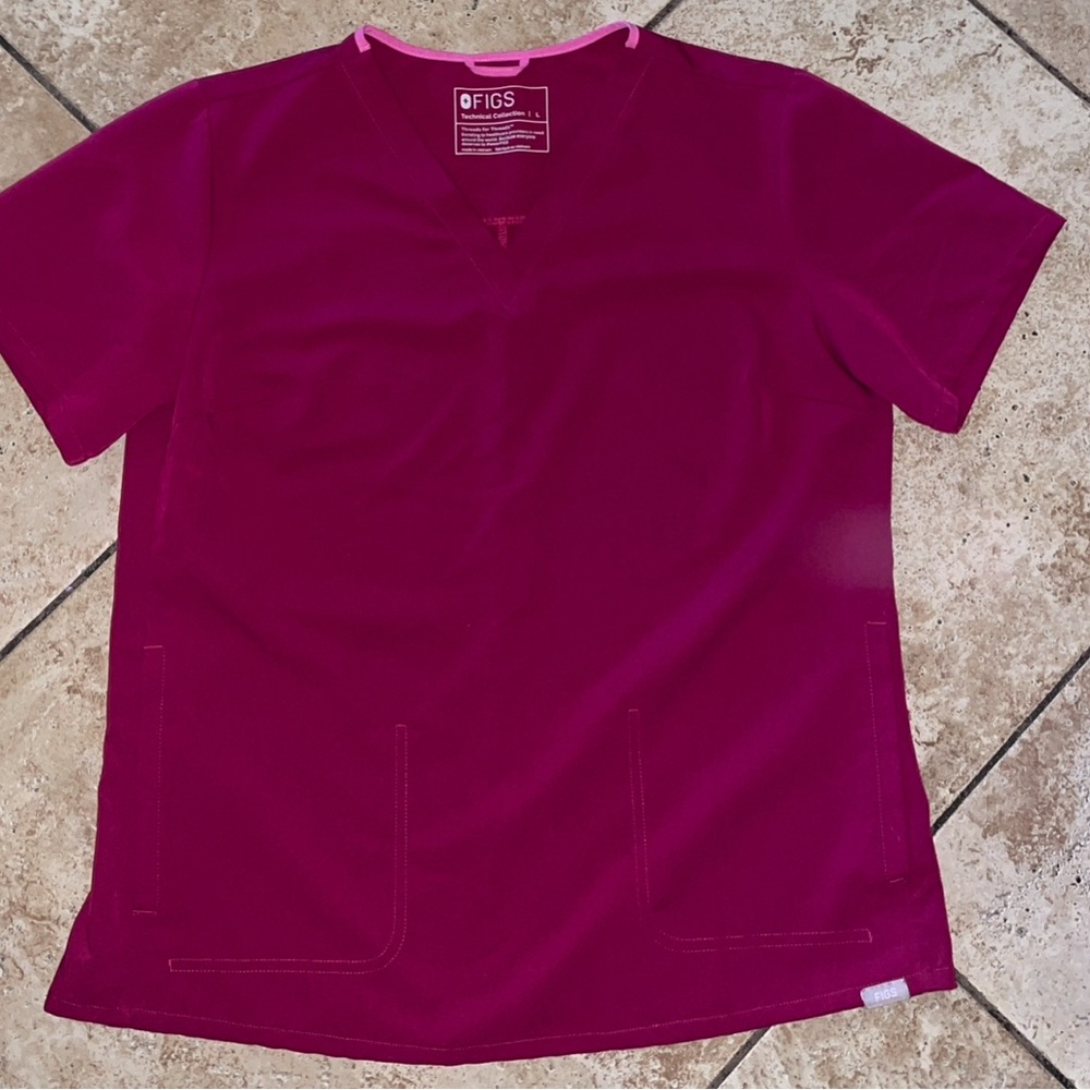 FIGS Women’s V-Neck Medical Scrub Top in Deep Berry